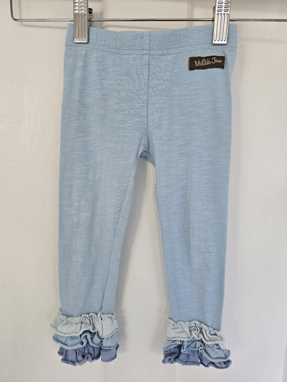 Matilda Jane Girl's Baby Blue Ruffle-Hem Legging Pants Size 2T Shabby Chic*